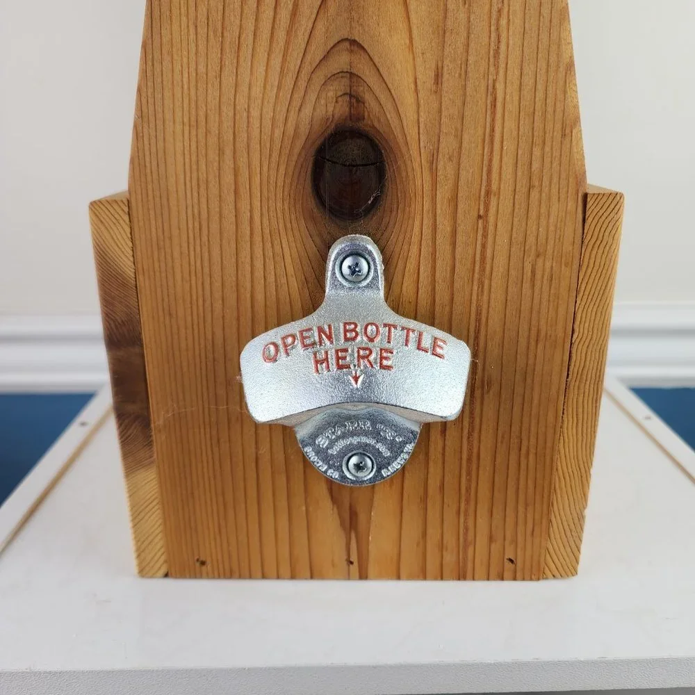 Meriwether Wood Beer Carrier Six Pack Case with Bottle Opener